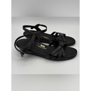 SAS patent leather black strapy semi wedge sandal women’s 9.5